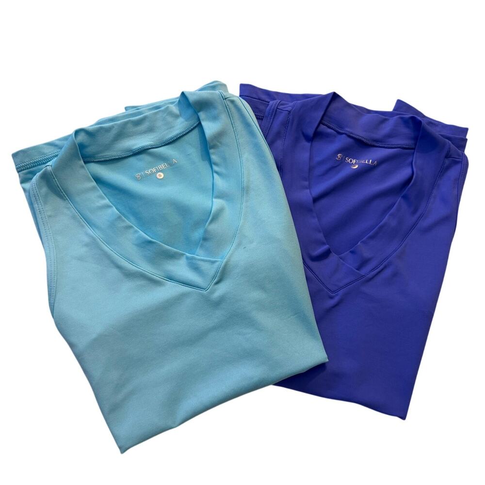 Pair of Sofibella UV Colors Racerback Womens Tennis Tank Tops size S